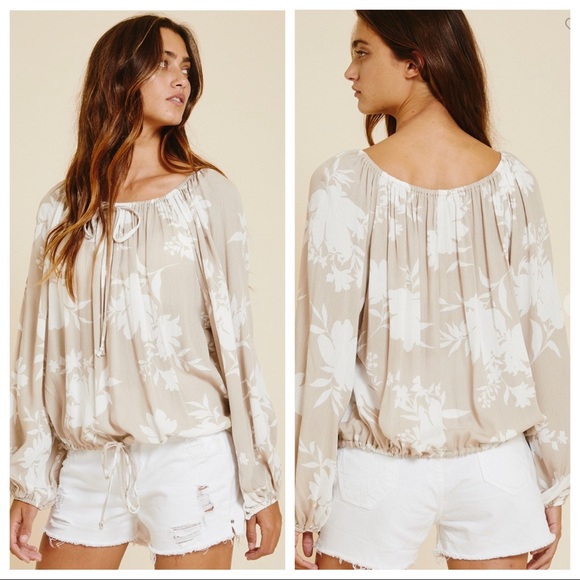 ShopEvelynne Tops - 29 Trish Tropical Print Long Sleeve Boho Top